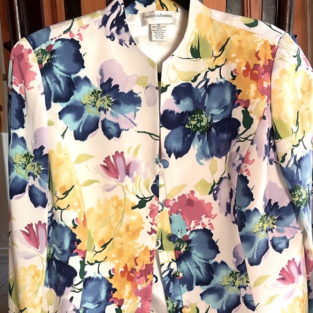 Draper & Damon’s Petite silk floral jacket